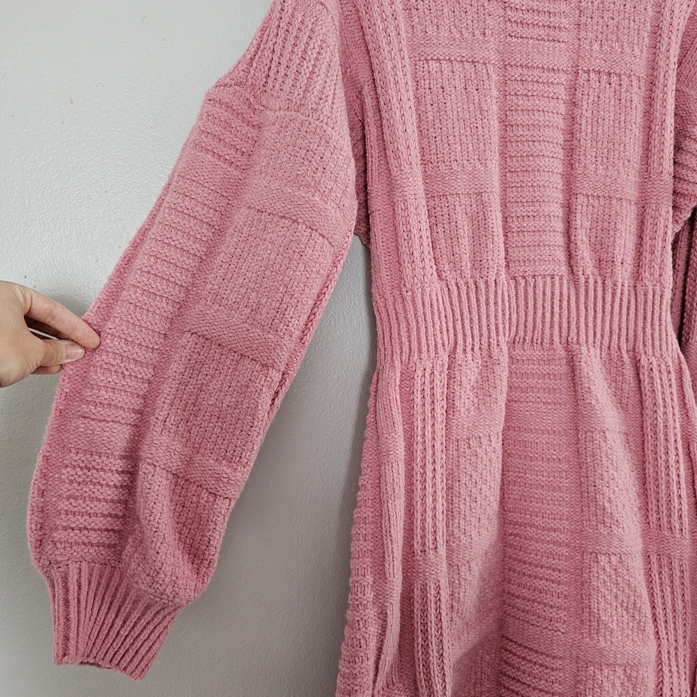 Lulus Patchwork It Rose Pink Chenille Chunky Cabl… - image 6